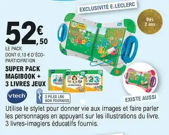 E.Leclerc Super Pack Magibook + 3 Livres Jeux Vtech offre