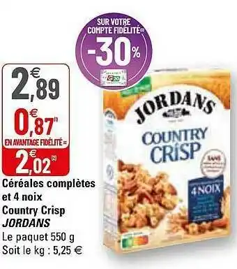 G20 Céréales Complètes Et 4 Noix Country Crisp Jordans offre