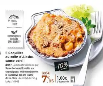 Thiriet 6 Coquilles Au Colin D'alaska Sauce Corail offre