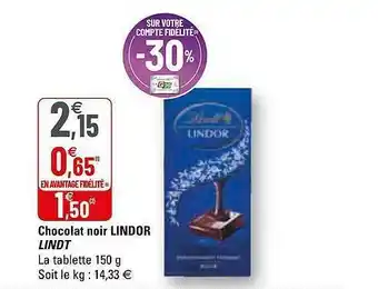 G20 Chocolat Noir Lindor Lindt offre