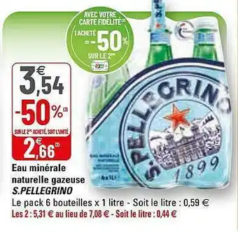 G20 Eau Minérale Naturelle Gazeuse S.pellegrino offre