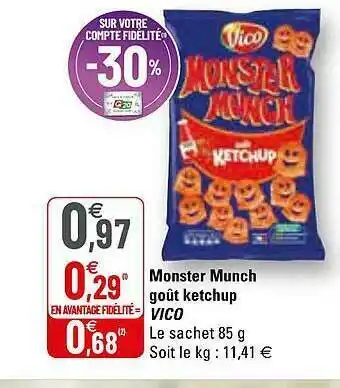 G20 Monster Munch Goût Ketchup Vico offre