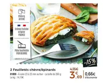 Thiriet 2 Feuilletés Chèvre - épinards offre