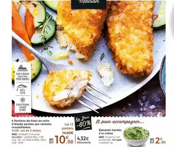 Thiriet 6 Portions De Filets De Colin D'alaska Panées Aux Céréales Croustillantes offre