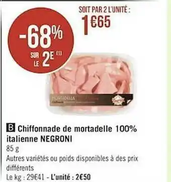 Géant Casino Chiffonnade De Mortadelle 100% Italienne Negroni offre