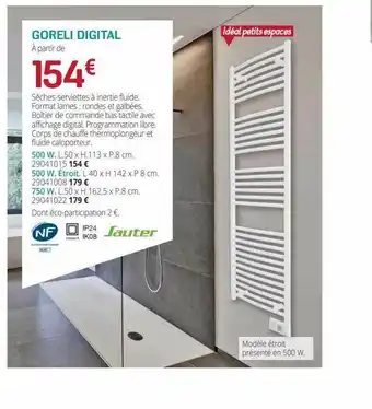 SĂšche-serviettes Ă Inertie Fluide Goreli Digital Sauter
