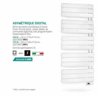 Gedimat Sèche-serviettes Asymétrique Digital offre