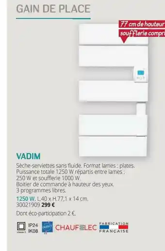 Gedimat Sèche-serviettes Sans Fluide Vadim offre