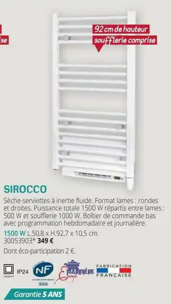 Gedimat Sèche-serviettes à Inertie Fluide Sirocco offre