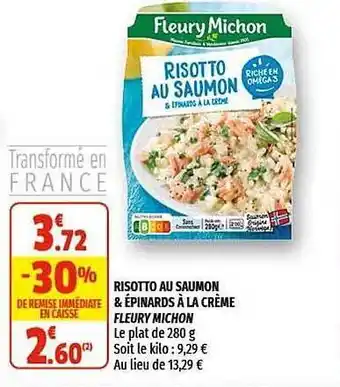Coccinelle Supermarché Risotto Au Saumon & épinards à La Crème Fleury Michon offre