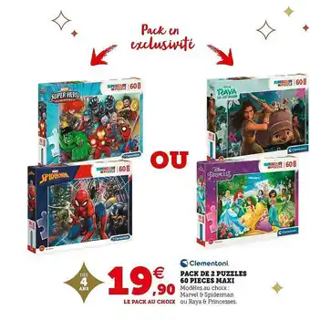 Hyper U Pack De 2 Puzzles 60 Pièces Maxi offre