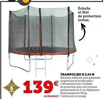 Hyper U Trampoline ø 2.44 M offre