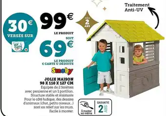 Hyper U Smoby Jolie Maison 98 X 110 X 127 Cm offre