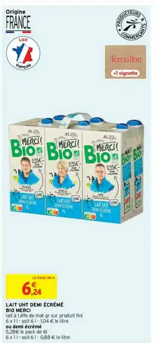 Lait Uht Demi écrémé Bio Merci