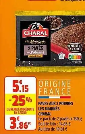 Coccinelle Supermarché Pavés Aux 3 Poivres Les Marinés Charal offre