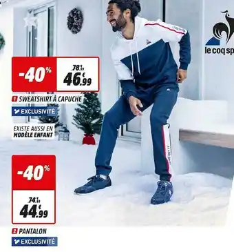 Sweatshirt à Capuche, Pantalon Le Coq Sportif