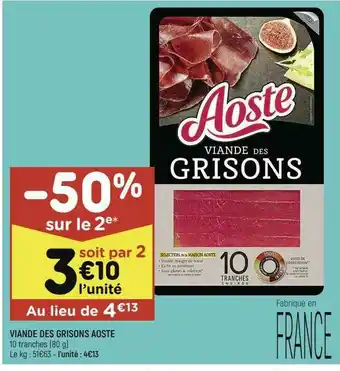Leader Price Viande Des Grisons Aoste offre