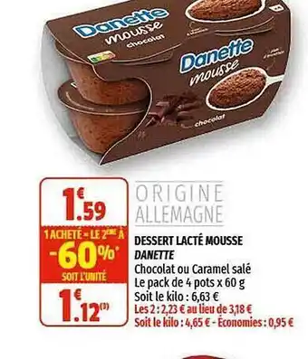 Coccinelle Supermarché Dessert Lacté Mousse Danette offre