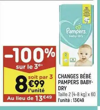 Leader Price Changes Bébé Pampers Baby-dry offre