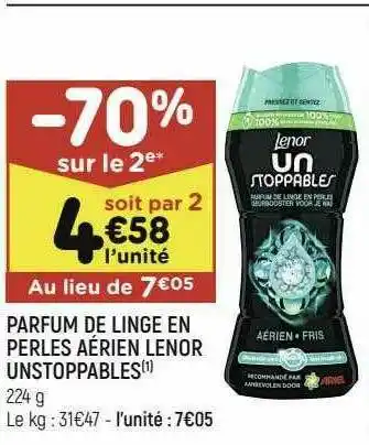 Leader Price Parfum De Linge En Perles Aérien Lenor Unstoppables offre