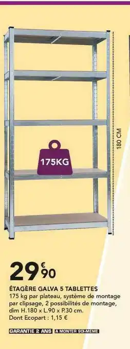 Les Briconautes étagère Galva 5 Tablettes offre