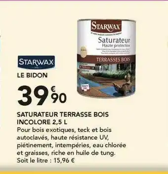 Saturateur Terrasse Bois Incolore 2,5 L Starwax