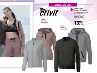 Lidl Sweat Zippé Femme Ou Homme offre