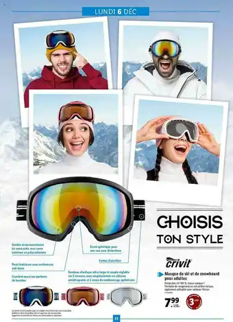 Lidl Masque De Ski Et De Snowboard Pour Adultes Crivit offre