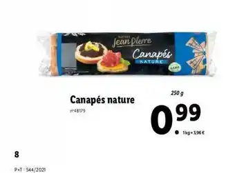 Lidl Canapés Nature offre