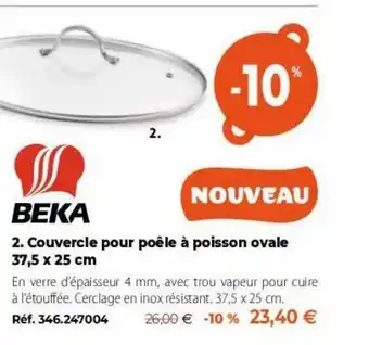 Couvercle Pour PoĂȘle Ă Poisson Ovale 37,5 X 25 Cm Beka