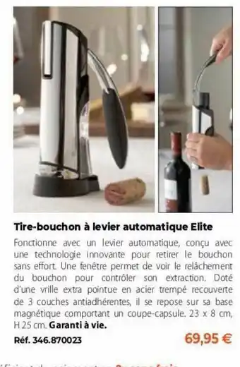 Tire-bouchon Ă Levier Automatique Elite
