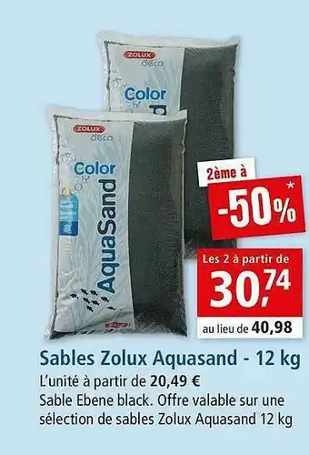 Maxi Zoo Sables Zolux Aquasand - 12 Kg offre