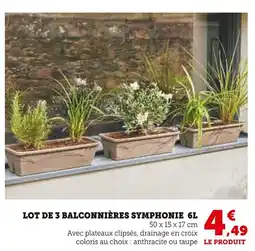 Hyper U Lot de 3 Balconnières Symphonie 6L offre