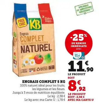 Hyper U KB Engrais Complet Naturel offre