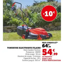 Hyper U Tondeuse electrique filaire offre