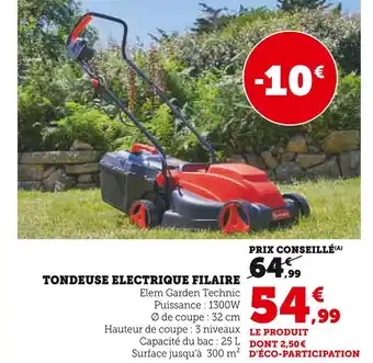 Hyper U Tondeuse electrique filaire offre