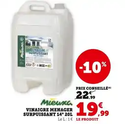 Hyper U MIEUXA Vinaigre ménager surpuissant 14° 20l offre