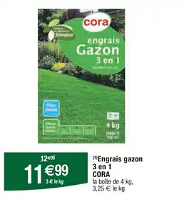 Carrefour CORA Engrais gazon 3 en 1 offre