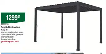 Carrefour Pergola bioclimatique 4 x 3 m offre