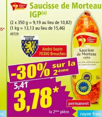 Norma André Bazin Saucisse de Morteau IGP offre