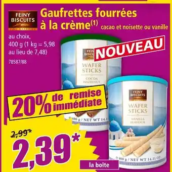 Norma Feiny Biscuits Gaufrettes fourrées à la crème offre