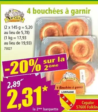 Norma ARNOLD PATISSIER 4 bouchées à garnir offre