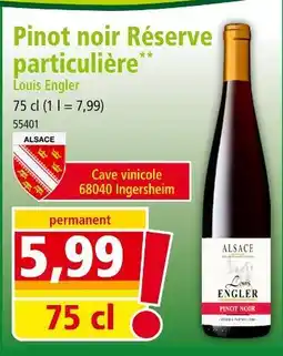 Norma Louis Engler Pinot noir Réserve particulière offre