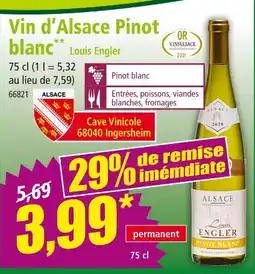 Norma Louis Engler Vin d'Alsace Pinot blanc offre