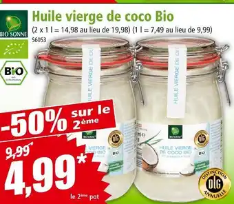 Norma BIO SONNE Huile vierge de coco Bio offre