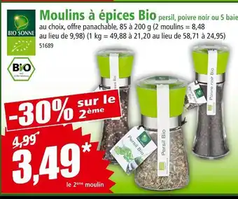 Norma BIO SONNE Moulins à épices Bio persil, poivre noir ou 5 baies offre