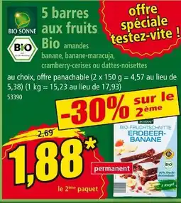 Norma BIO SONNE 5 barres aux fruits Bio offre