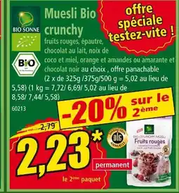 Norma BIO SONNE Muesli bio crunchy offre