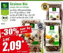 Norma BIO SONNE Graines Bio courge, chia ou mélange offre