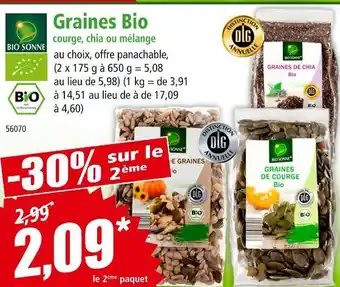 Norma BIO SONNE Graines Bio courge, chia ou mélange offre